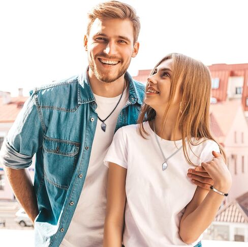 Couple Bracelet Long Distance Pulseras Para Mujer Matching Heart Couples Bracelets Necklaces Set for Bf Gf Couples Jewelry Set Couples Gifts for Him Her Wedding Gifts for Couples 2024 in Kuwait