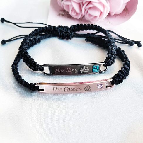 Couple Bracelet Long Distance Pulseras Para Mujer Matching Heart Couples Bracelets Necklaces Set for Bf Gf Couples Jewelry Set Couples Gifts for Him Her Wedding Gifts for Couples 2024 in Kuwait