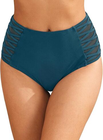 Tempt Me Women High Waisted Bikini Bottom - Tummy Control Swimsuit Full Coverage Bathing Suit Side Mesh Swim Bottom 2025 in Saudi Arabia