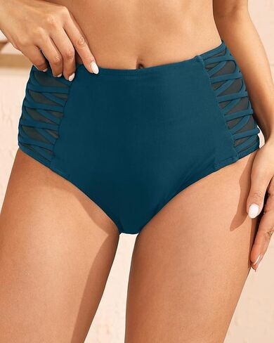 Tempt Me Women High Waisted Bikini Bottom - Tummy Control Swimsuit Full Coverage Bathing Suit Side Mesh Swim Bottom 2025 in Saudi Arabia