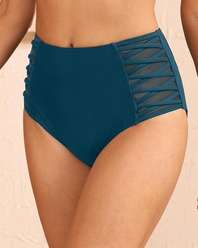 Tempt Me Women High Waisted Bikini Bottom - Tummy Control Swimsuit Full Coverage Bathing Suit Side Mesh Swim Bottom 2025 in Saudi Arabia
