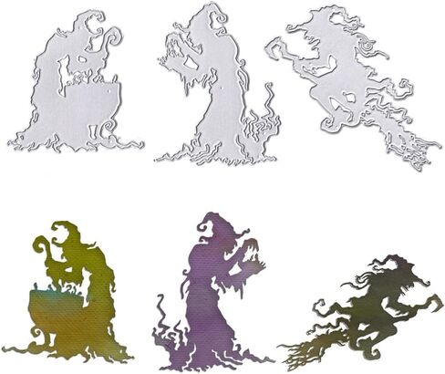 Hying Halloween Witch Cutting Dies for Card Making, Witch's Poison Furnace Die Cuts Dead Tree Dies Stencils Embossing Template for Craft Scrapbooking DIY Photo Album Decorations in Saudi Arabia
