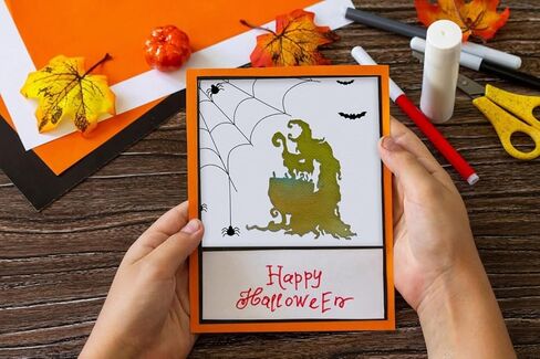 Hying Halloween Witch Cutting Dies for Card Making, Witch's Poison Furnace Die Cuts Dead Tree Dies Stencils Embossing Template for Craft Scrapbooking DIY Photo Album Decorations in Saudi Arabia
