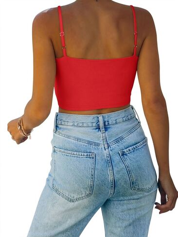 REORIA Women’s Sexy Adjustable Spaghetti Strap Double Lined Seamless Camisole Tank Yoga Crop Tops in Kuwait