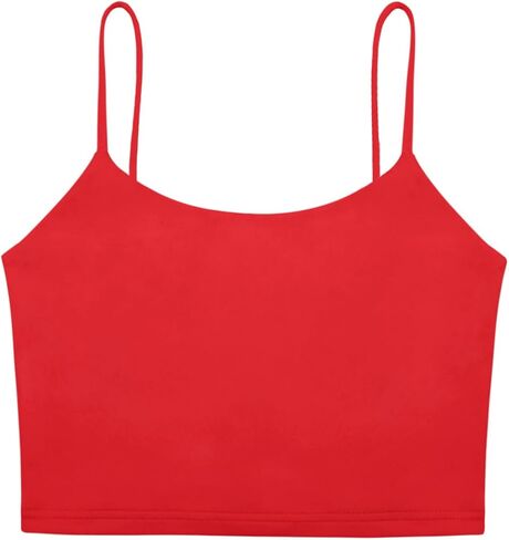 REORIA Women’s Sexy Adjustable Spaghetti Strap Double Lined Seamless Camisole Tank Yoga Crop Tops in Kuwait