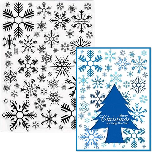 خلفية ندفة الثلج في عيد الميلاد طوابع واضحة لصنع البطاقات وصنع اليومية ، طوابع عيد الميلاد من المطاط ، طوابع هدايا عيد الميلاد لخسارة أوراق DIY الألبوم الحرفي in Kuwait