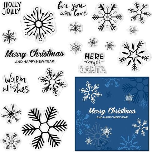 Christmas Snowflake Background Clear Stamps for Card Making and Journaling, Xmas Snow Rubber Stamps Christmas Gift Stamps for Scrapbooking DIY Cards Album Crafts in Saudi Arabia