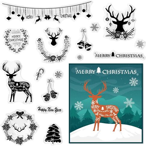 Christmas Snowflake Background Clear Stamps for Card Making and Journaling, Xmas Snow Rubber Stamps Christmas Gift Stamps for Scrapbooking DIY Cards Album Crafts in Saudi Arabia