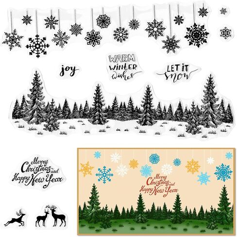 Christmas Snowflake Background Clear Stamps for Card Making and Journaling, Xmas Snow Rubber Stamps Christmas Gift Stamps for Scrapbooking DIY Cards Album Crafts in Saudi Arabia