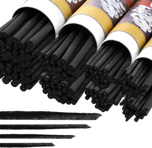 100 قطعة من الصفصاف الفحم ، فحم الصفصاف ، فحم الرسم الأسود الناعم للرسم ورسم فنانين رسم فنانين ، طوله 5.7 بوصة (2-4 ، 4-5 ، 5-7.7 ملم) in Kuwait