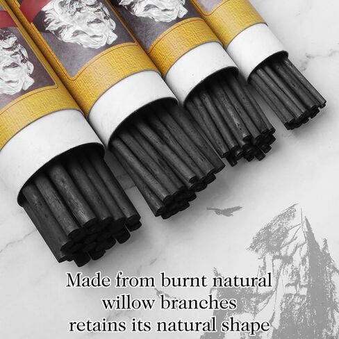 100 قطعة من الصفصاف الفحم ، فحم الصفصاف ، فحم الرسم الأسود الناعم للرسم ورسم فنانين رسم فنانين ، طوله 5.7 بوصة (2-4 ، 4-5 ، 5-7.7 ملم) in Kuwait