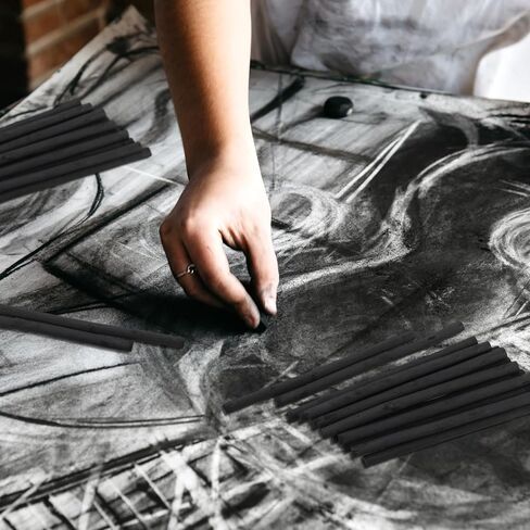 100 قطعة من الصفصاف الفحم ، فحم الصفصاف ، فحم الرسم الأسود الناعم للرسم ورسم فنانين رسم فنانين ، طوله 5.7 بوصة (2-4 ، 4-5 ، 5-7.7 ملم) in Kuwait