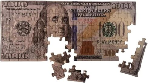 Dollar Bill Copy Money Puzzles - Adults Educational Kids Money Puzzle Souvenir Gift for Christmas Birthday Party Favor Mini Jigsaw Puzzle 9 x 4 in. (5.000) in Saudi Arabia