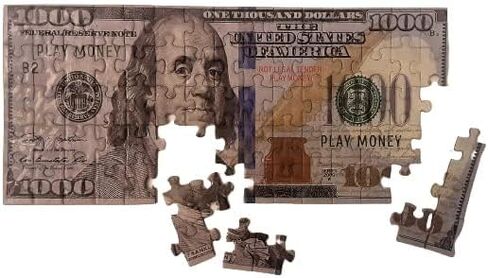 Dollar Bill Copy Money Puzzles - Adults Educational Kids Money Puzzle Souvenir Gift for Christmas Birthday Party Favor Mini Jigsaw Puzzle 9 x 4 in. (5.000) in Saudi Arabia