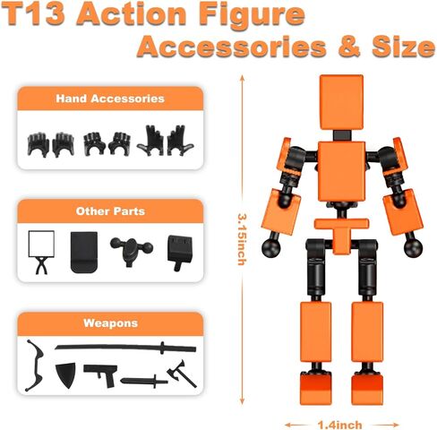 4PCS Mini Titan T13 Action Figures Set, Assembly Completed Luck Dummy Robot 13 Action Figure Toys for Boys Stick Figures with Multi Joints Movable Fidget Gifts for Kids(Yellow+Orange+Blue+Red) in Saudi Arabia