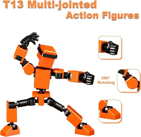 4PCS Mini Titan T13 Action Figures Set, Assembly Completed Luck Dummy Robot 13 Action Figure Toys for Boys Stick Figures with Multi Joints Movable Fidget Gifts for Kids(Yellow+Orange+Blue+Red) in Saudi Arabia