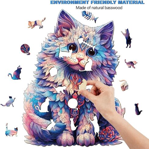 الألغاز الخشبية للبالغين - ألغاز Cat Ragdoll ألغاز الخشب البالغ - الألغاز الخشبية بانورامسو للألغازات حيوانات فريدة من نوعها (M - 8.6 * 11.4in -200pcs) in Kuwait