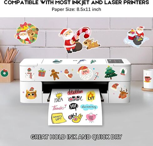 30 Sheets Printable Clear Sticker Paper for Inkjet Printer, Premium Vinyl Transparent Sticker Paper Waterproof, Dries Quickly, Vivid Colors, Tear Resistant, 8.5x11" Labels Great for Cutting Machines in Saudi Arabia