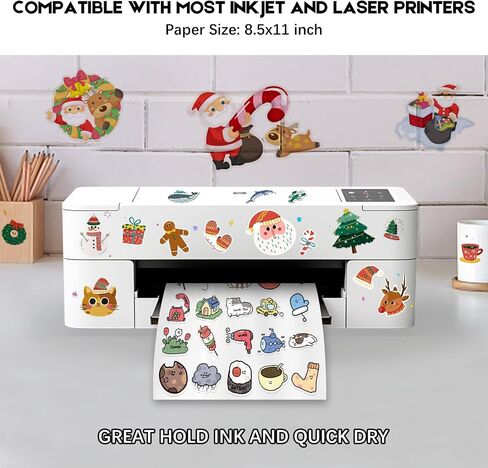 30 Sheets Printable Clear Sticker Paper for Inkjet Printer, Premium Vinyl Transparent Sticker Paper Waterproof, Dries Quickly, Vivid Colors, Tear Resistant, 8.5x11" Labels Great for Cutting Machines in Saudi Arabia