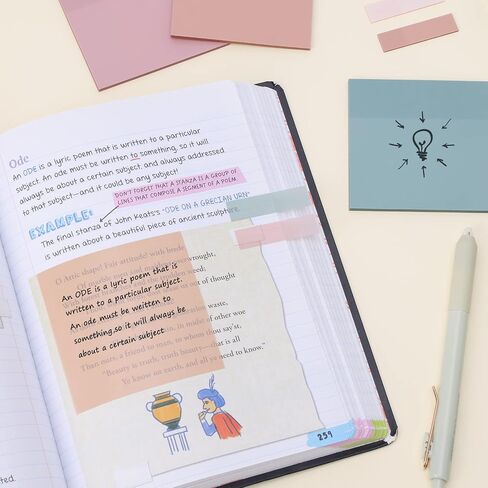 EOOUT 480pcs Transparent Sticky Notes, Multi Size Clear Sticky Notes Tabs Set for Annotation Books Page Markers Index Bible Accessories, Aesthetic School Study Supplies in Kuwait