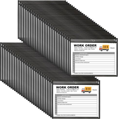 Yunsailing 80 Pack Dry Erase Pockets Job Ticket Holders Black Clear Reusable Dry Erase Shop Order Holder Plastic Ticket Pocket Protector Sleeves for Work Office Organization(10'' X 14'',Vertical) in Saudi Arabia