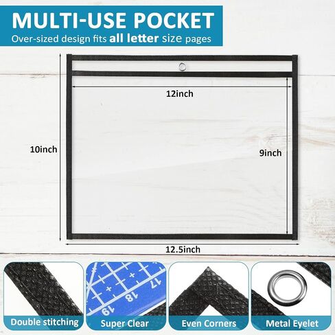 Yunsailing 80 Pack Dry Erase Pockets Job Ticket Holders Black Clear Reusable Dry Erase Shop Order Holder Plastic Ticket Pocket Protector Sleeves for Work Office Organization(10'' X 14'',Vertical) in Saudi Arabia