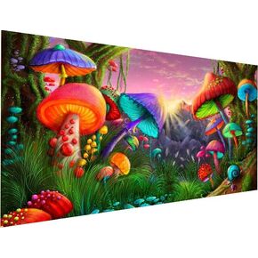 YALKIN 5D Large Diamond Painting Kits for Adults (27.6x15.7inch), Colorful Mushroom Round Full Round Drill Nature Gem Arts Paint by Diamonds Kits Diamond Art Kits for Home Wall Decor Relax Gift