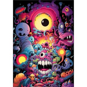 koemhxb Trippy Diamond Painting Kits for Adults-Eye Diamond Art Kits for Adults Beginner, Cartoon Gem Art Kits for Gift Home Wall Decor(12x16inch)