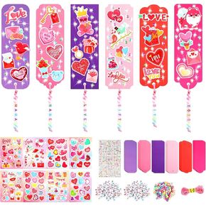 Riverwind 48 Sets DIY Bookmark Making Kits Colorful Blank Bookmarks Art Craft Kit Decorations Ornaments with Letters Beads Stickers for Kids Party Classroom Activity Reading Valentines Gifts Exchange