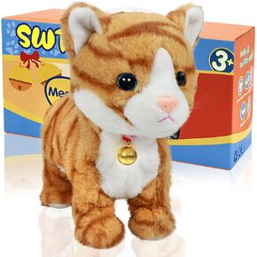 Interactive Plush Cat Toys for Kids, Reliable Robotic Electronic Cats Sound and Touch Control, Realistic Soft Plush Toy Cat That Walks and Meow Box, Kitty Toys Gift in Kuwait