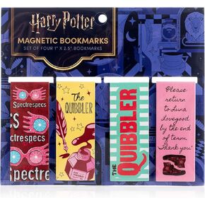Conquest Journals Harry Potter The Quibbler Magnetic Bookmarks, Set of 4 Page Clips, Sturdy Cardstock Book Markers with Strong Magnets, 1'' x 2.5'', Officially Licensed