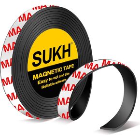 Magnetic Tape Strips with Adhesive Backing - Magnetic Strip Magnet Band Strong Adhesive Cuttable Magnetic Sheets Magnets Perfect for DIY, Art Projects,Whiteboards,Fridge Organization Classroom (3m)