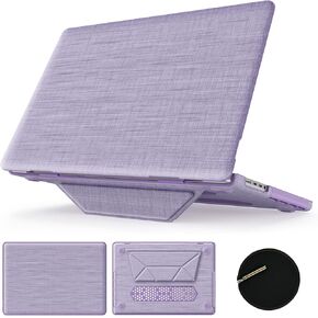 Case for MacBook Pro 16 Inch (M1-M4) A3403/ A3186/ A2485 A2780/ A2991 Case,Foldable Stand and Mouse Pad/Bag,Plastic Hard Shell,Woven Fabric Protective Cover for MacBook Pro16 Inch(Purple)