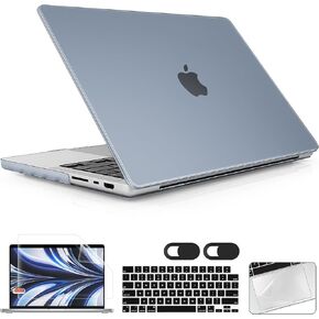 for MacBook Pro 16 inch Case 2021 2022 2023 2024 Release A3186 A3403 M4 A2991 M3 A2780 M2 A2485 M1 Pro/Max, Hard Shell Case with Screen Protector & Keyboard Cover & Webcam Cover, Haze Blue