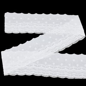 4 Yards/3.65M White Eyelet Lace Sewing Trim 16.5cm Wide Cotton Lace Trim Floral Embroidered Lace for DIY Dresses Clothes Bag Home Decoration Crafts Accessories