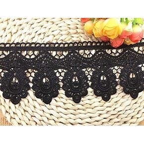 9.5CM Width Europe Floral Venise Pattern Inelastic Embroidery Trims,Curtain Tablecloth Slipcover Bridal DIY Clothing/Accessories.(4 Yards in one Package) (White)