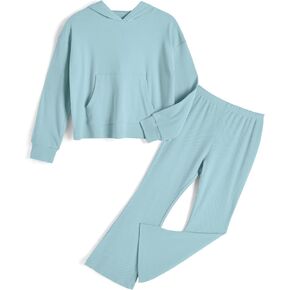 Girls' Clothing Sets Long Sleeve Crop Tops Hoodies and Flare Sweatpants Outfits Size 4-13 Years Old