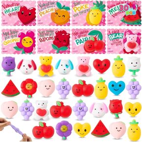 JOYIN 30 Packs Gift Cards with Mochi Squishy Toys, Stress Relief Fidget Toys, Kawaii Mochi Squeezes for Kids Holiday Party Favor, Gift Goodie Bag Filler, Classroom Exchange Prizes