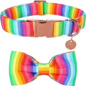 DOGWONG Premium Dog Collars, Leopard Bowtie Dog Collar, Adjustable Heavy Duty Girl Dog Collar with Bow for Medium Dogs