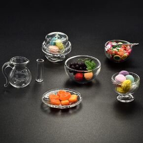iLAND Miniature Food, Dollhouse Accessories on 1 12 Scale, Glass Utensils w/Dollhouse Food