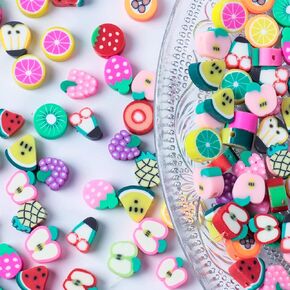 100 Pcs Flower Beads Colored Polymer Clay Beads for DIY Jewelry Bracelet Earring Necklace Craft Making Supplies