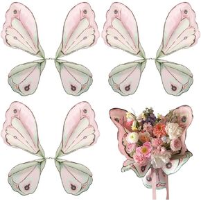 GORGECRAFT 20PCS Butterfly Bouquet Wrapping Paper Wing Shaped Flower Wrapping Papers Floral Wraps Packaging Florist Supplies for Valentine's Day Wedding Birthday Flower Shop DIY Craft, Pearl Pink