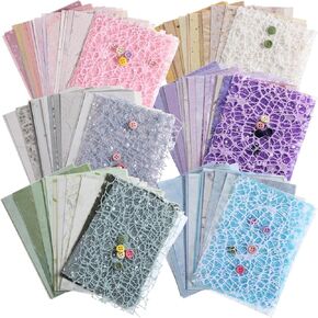 156 Pcs Textured Scrapbook Paper and Mesh Fabric Assorted Set 6 Pack Mixed Special Paper Scrapbooking Planner Junk Journal Supplies Collage Media Collage Card Embellishments