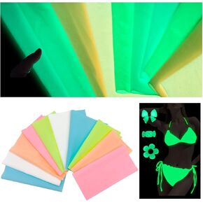 10pcs Glow in The Dark Fabric，Glow in The Dark Sewing Patchwork Fabric，Luminescent Quilting Fabricfor DIY Sewing, School Projects, Decoration, Crafting Projects and Multiple Usage(10in×10in)