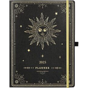 2025-2026 Planner - Large 2025-2026 Weekly Monthly Planner, 8.5" x 11", Jul. 2025 - Jun. 2026, Leather Cover with Thick Paper, Back Pocket, Box and Notes Pages - The Sun