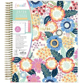 Blue Sky Livewell 2025-2026 Weekly and Monthly Academic Year Planner Calendar, July 2025 - June 2026, 7" x 9", Flexible Cover, Wirebound, Laminated Tabs, Storage Pocket, Includes Stickers, Rainbow