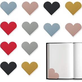 6 Pcs Leather Bookmark Heart Shape, Lovely Page Corner Bookmark, Cute Bookmarks Reading Accessories for Women Men Book Lovers Gifts (12)