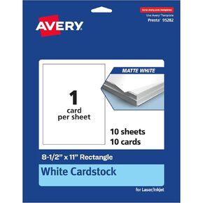 Avery Printable Rectangle Cards, 8.5" x 11", Matte White Cardstock, Print-to-the-Edge, Laser/Inkjet Cards, 25 Total