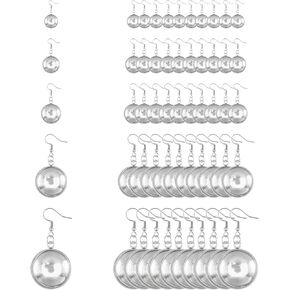 UNICRAFTALE 8/14/16/18/25mm Stainless Steel Earring Bezels 40pcs Earrings Hook with 40pcs Round Pendants and 40pcs Glass Cabochons Pendant Cabochon Trays for Earring Findings Making