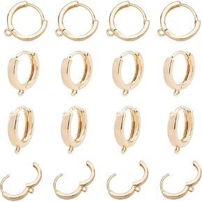 arricraft 20 Pcs Leverback Earring Hooks, French Hook Ear Wire Open Loop Leverback Hoops for Earring Making Findings- Real 18K Gold Plated